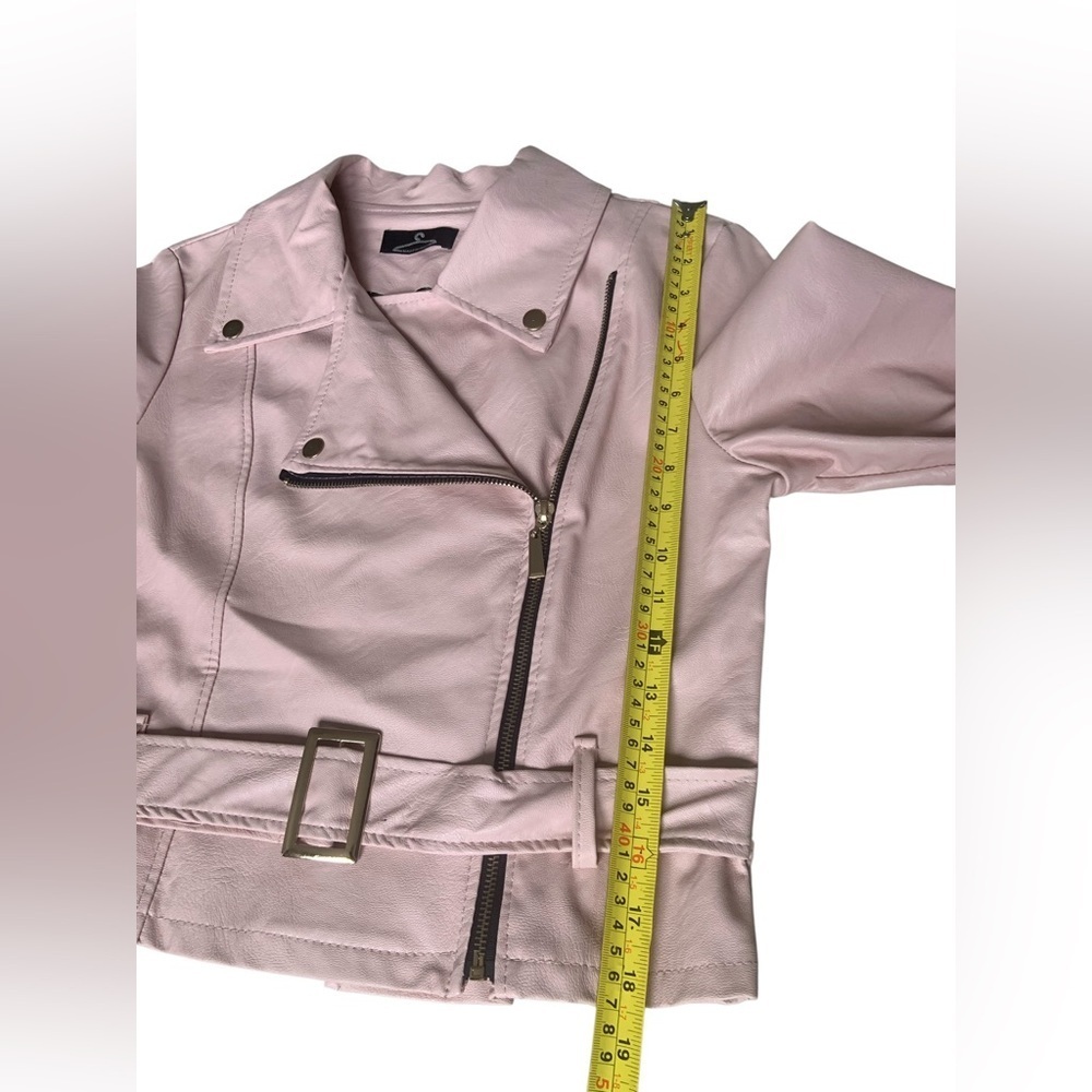 Italian Faux Leather Moto Jacket – Blush, Size Medium - Picture 16 of 16